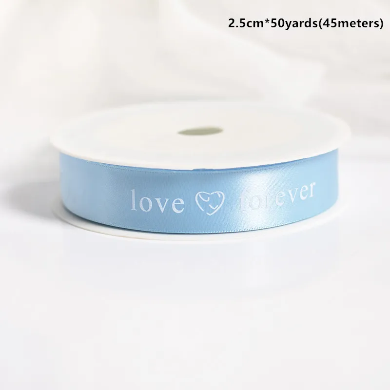 C 2,5 см Двусторонняя полиэфирная Цветочная коробка, лента с принтом "LOVE FOREVER", Подарочные Ленточные швейные принадлежности, аксессуары - Цвет: C