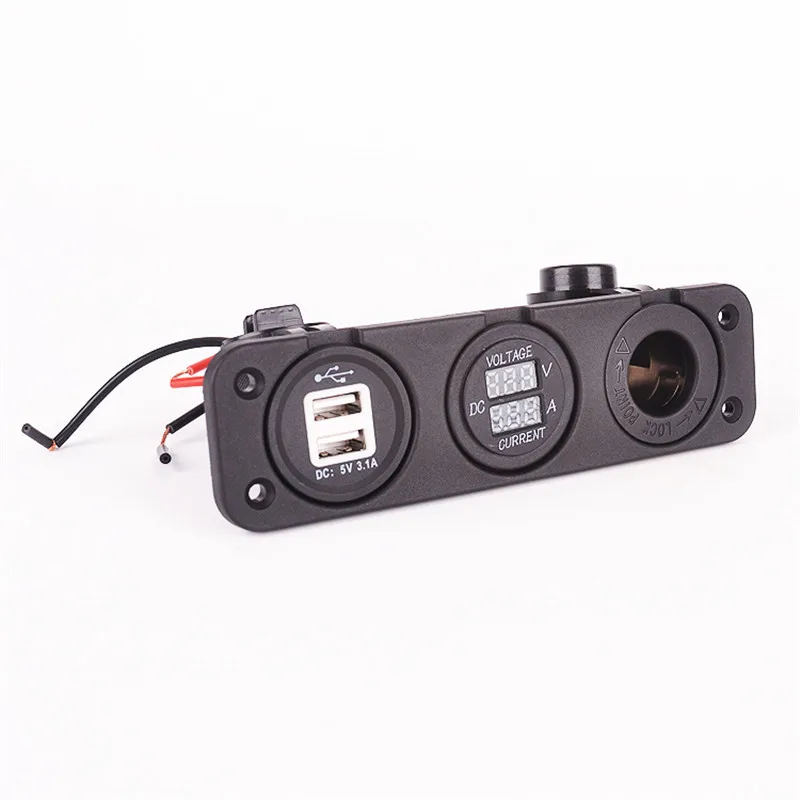 Автомобильный USB Мощность Зарядное устройство разъем постоянного тока красный