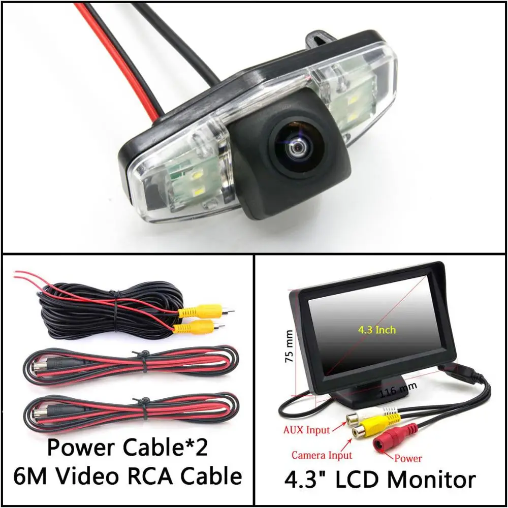 Cam Add 4.3 inch LCD 175 градусов HD камера заднего вида для Honda Accord 2001 2002 2003 2004 2005 2006 2007 2008 2009 2010 монитор парковки автомобиля - Название цвета: Cam Add 4.3 inch LCD