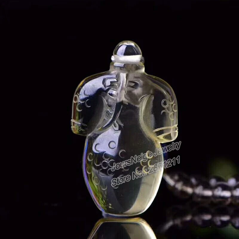 

Wholesale Yellow Natural Crystal Pendant Hand Carved Treasure Bottle Pendant Sweater Chain Necklace Lucky for Women Men Jewelry