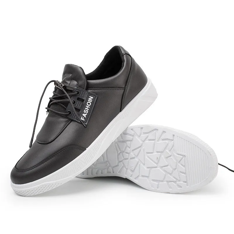 New Mens Casual Shoes Hot Sale Black White Leather Sneakers Men Breathable Hard-Wearing Board |