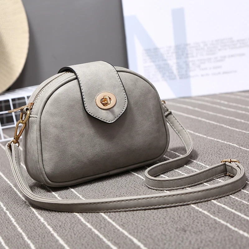 package the new spring 2019 vintage frosted small shoulder bag but round lady inclined |