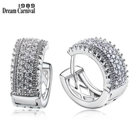 dreamcarnival 1989 classic hoop earrings for women clear white cubic zirconia boucle doreille anniversary lover gift se24113