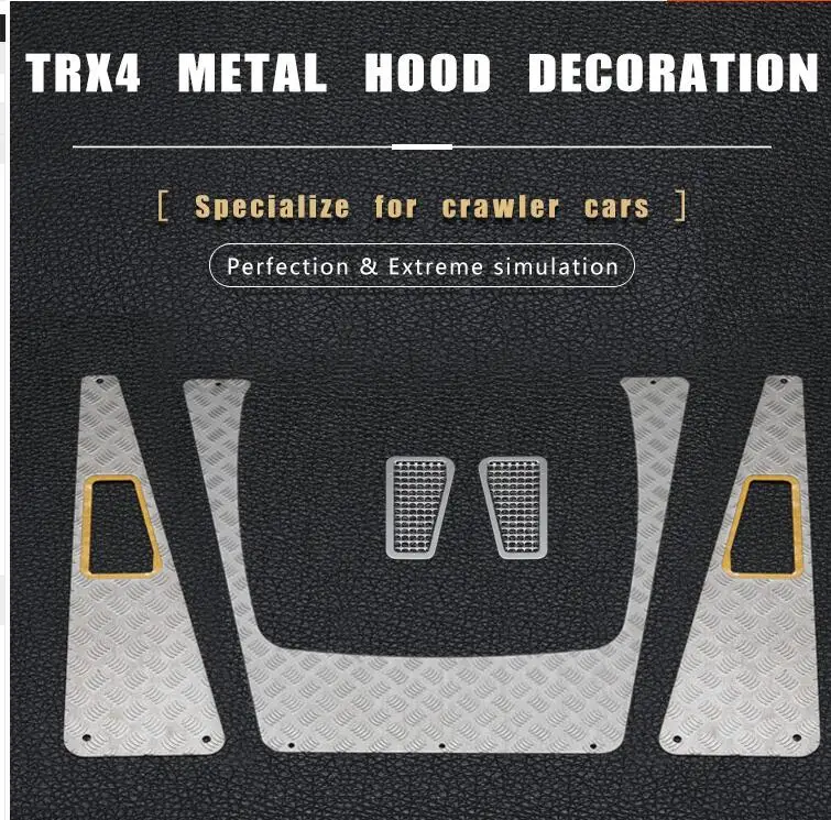 Metal engine hood decoration Cover anti-skid metal + inlet grille for Traxxas trx4 trx-4 trx 4 1/10 rc car crawler | Игрушки и хобби
