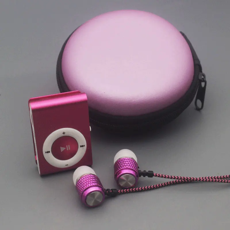 Розовый YHYZJL портативный мини Mp3 музыкальный плеер Mp3 плеер Поддержка Micro TFCard слот USB MP3 S порт плеер USB порт с наушниками с сумкой - Цвет: Розовый