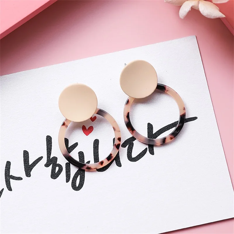 2019 Korean fashion geometric round dangle earrings retro simple temperament acrylic leopard circle women jewelry gifts | Украшения и