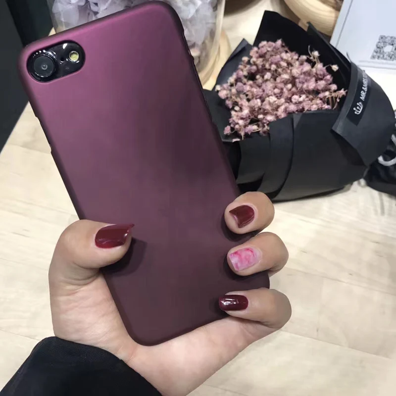 Luxury Wine Red Phone Cases for iPhone 7/6/6S/8 Plus, 5/5S/SE, XS - Fashionable Hard PC Frosted Cover Capa Fundas image 2