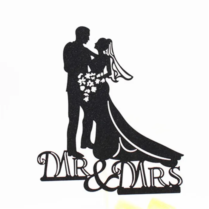 H127 Cake Topper Топпер для торта, свадебные Серебряные вечерние принадлежности, топпер для торта жениха и невесты, украшение для свадьбы, Свадебный Топпер для торта - Цвет: H127 Cake Topper