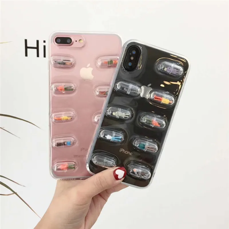 DIS чехол 3D симпатичная капсула таблетки человек чехол для телефона для iPhone XS XR XS Max X 8 7 6 6S Plus прозрачный мягкий ТПУ задняя крышка чехол s