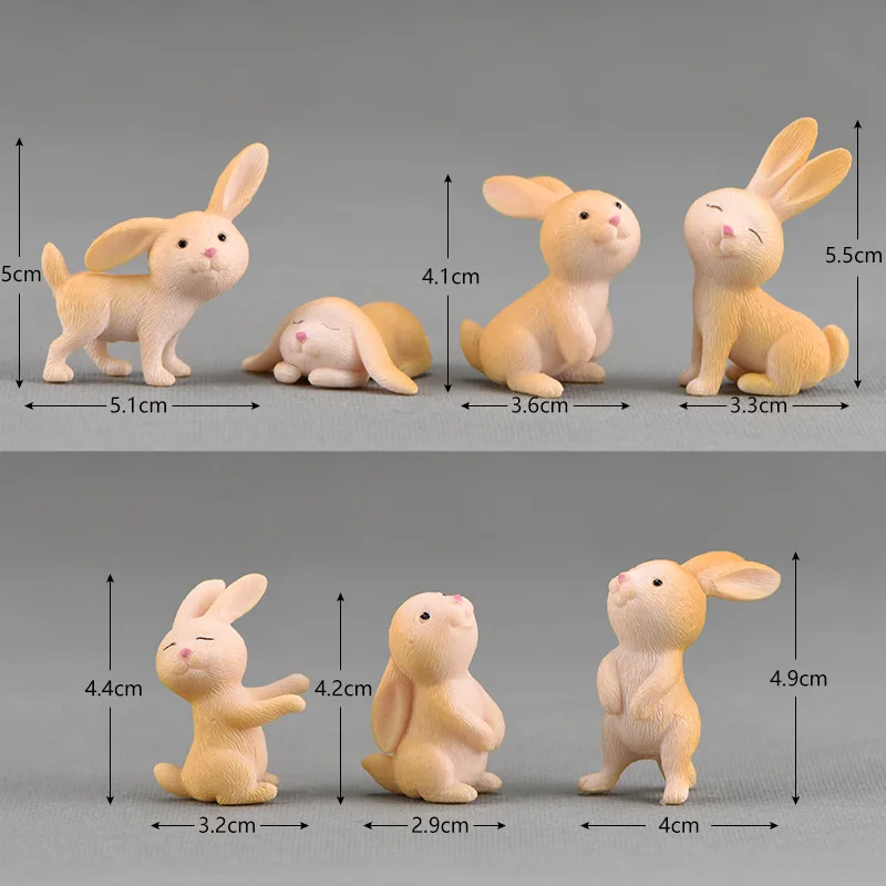 7 шт./компл. Kawaii микро кролик миниатюрные животные ремесла ПВХ Модель зайца