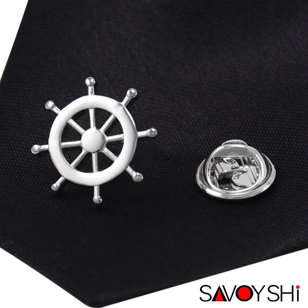 SAVOYSHI Новинка серебро в форме руля мужские нагрудные булавки броши булавки прекрасный подарок для мужчин s костюм пальто wo мужчины s шляпа и сумка аксессуары - Окраска металла: Родиевое покрытие