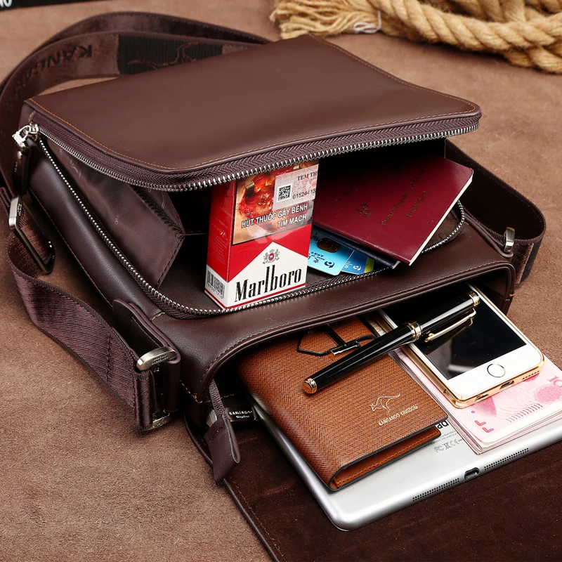 Кенгуру Королевство модная мужская сумка разделение кожа бизнес мужской Crossbody