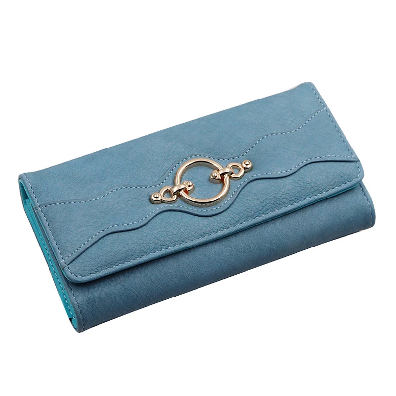 

New Women Tri-fold Long Wallet Many Departments Female Wallets Lady Purses Card Holder Coin Cell Phone Pocket PU Leather Clutch