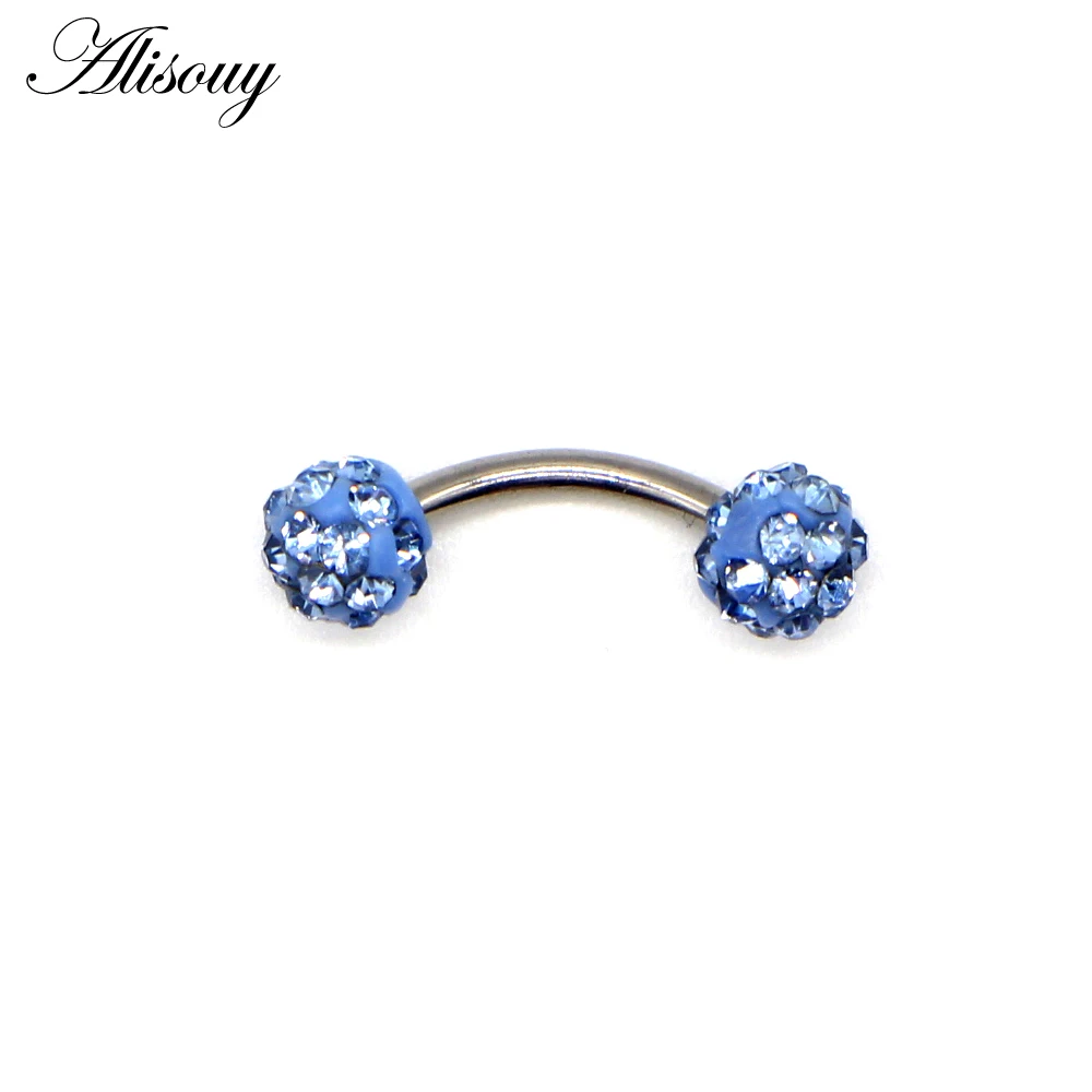Alisouy 1 шт. хирургическая сталь для бровей Gem Изогнутое Кольцо для бровей изогнутый Пирсинг Штанга банан ювелирные изделия для пирсинга тела Bijoux Earlets
