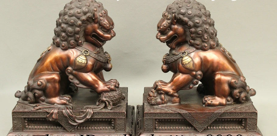 10 &quotFengShui китайская Бронзовый народный Лаки гарад собака фу дверь собаки Статуя