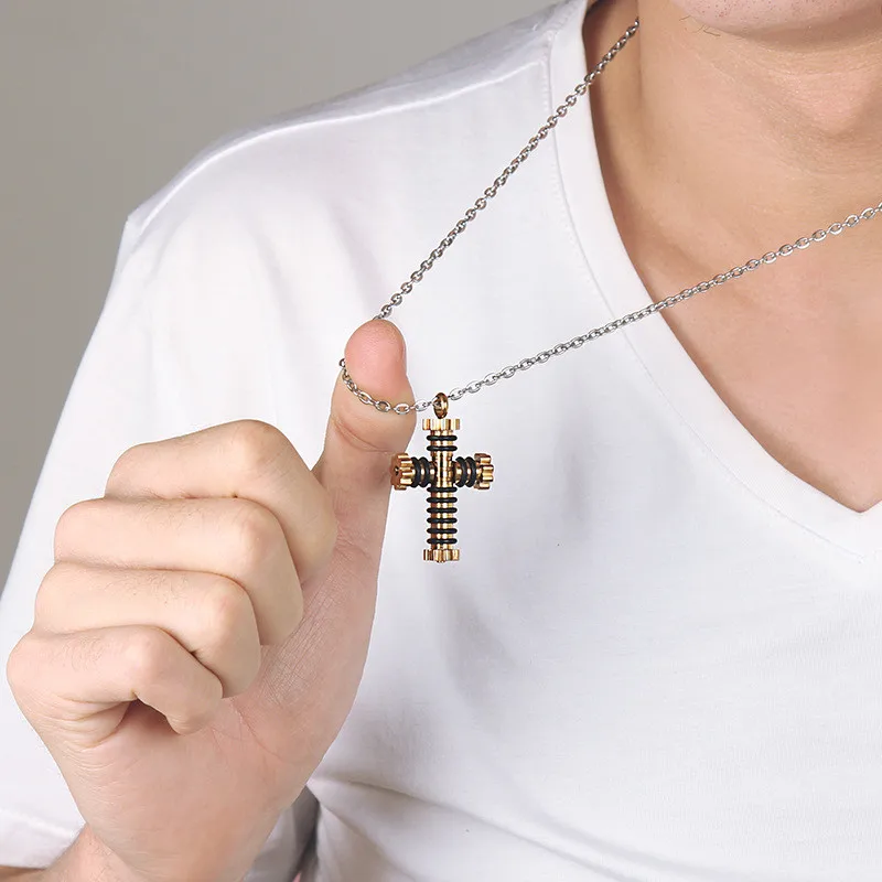 Мужские подвески в стиле панк Gear/Cross/Necklace новые ювелирные изделия из нержавеющей