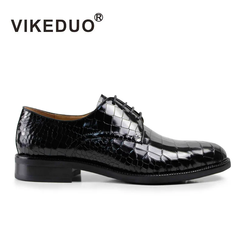 

VIKEDUO Luxury Brand Vintage Men Handmade Italy Design Derby Shoes Black Wedding Party Dress Man Footwear Pure Real Leather