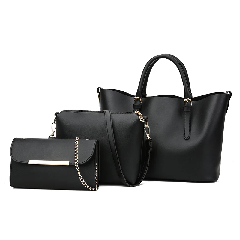 3Pcs/Sets Women Handbags Leather Shoulder Bags Female Large Capacity Casual Tote Bag Bucket Purses And Sac A Main Femme | Багаж и сумки