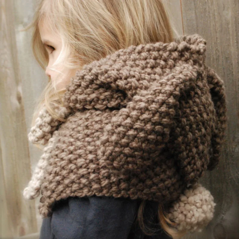 DreamShining Зимние Детские Шапки и Уха Кролика Шаль Дети Шерсть Вязаный Шляпы Девочки