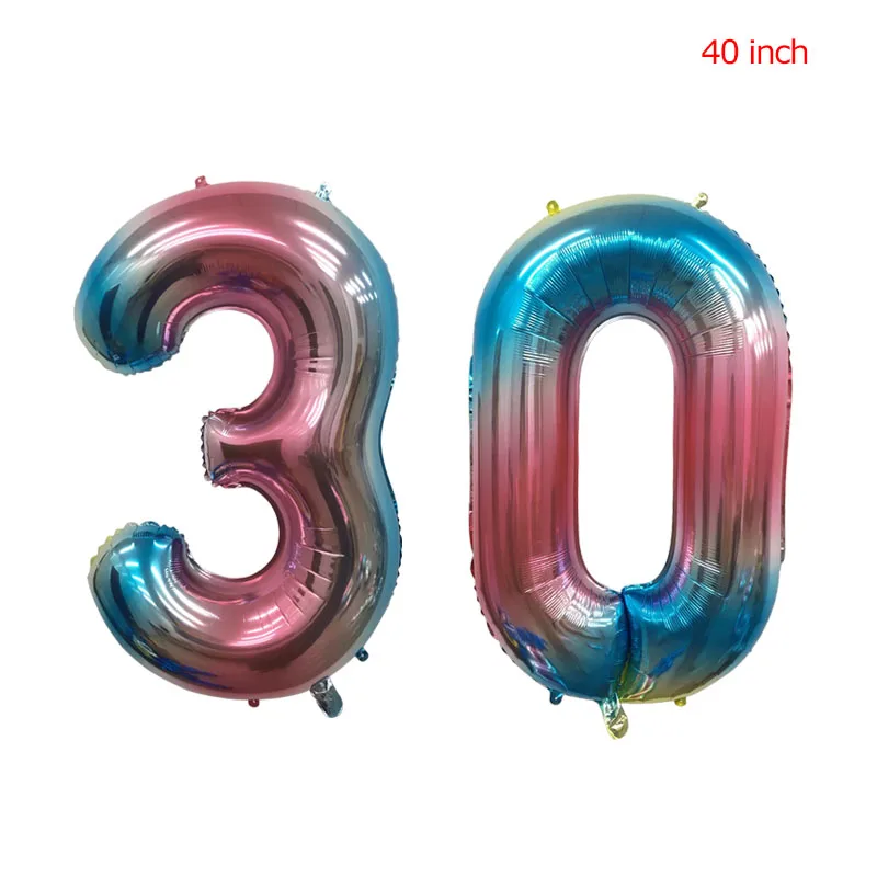 40 дюймов Радуга Цвет Количество воздушных шаров цифр Globos с равномерным наклоном рисунок шары для дня рождения, свадьбы, годовщины вечерние Декор Детская бальная