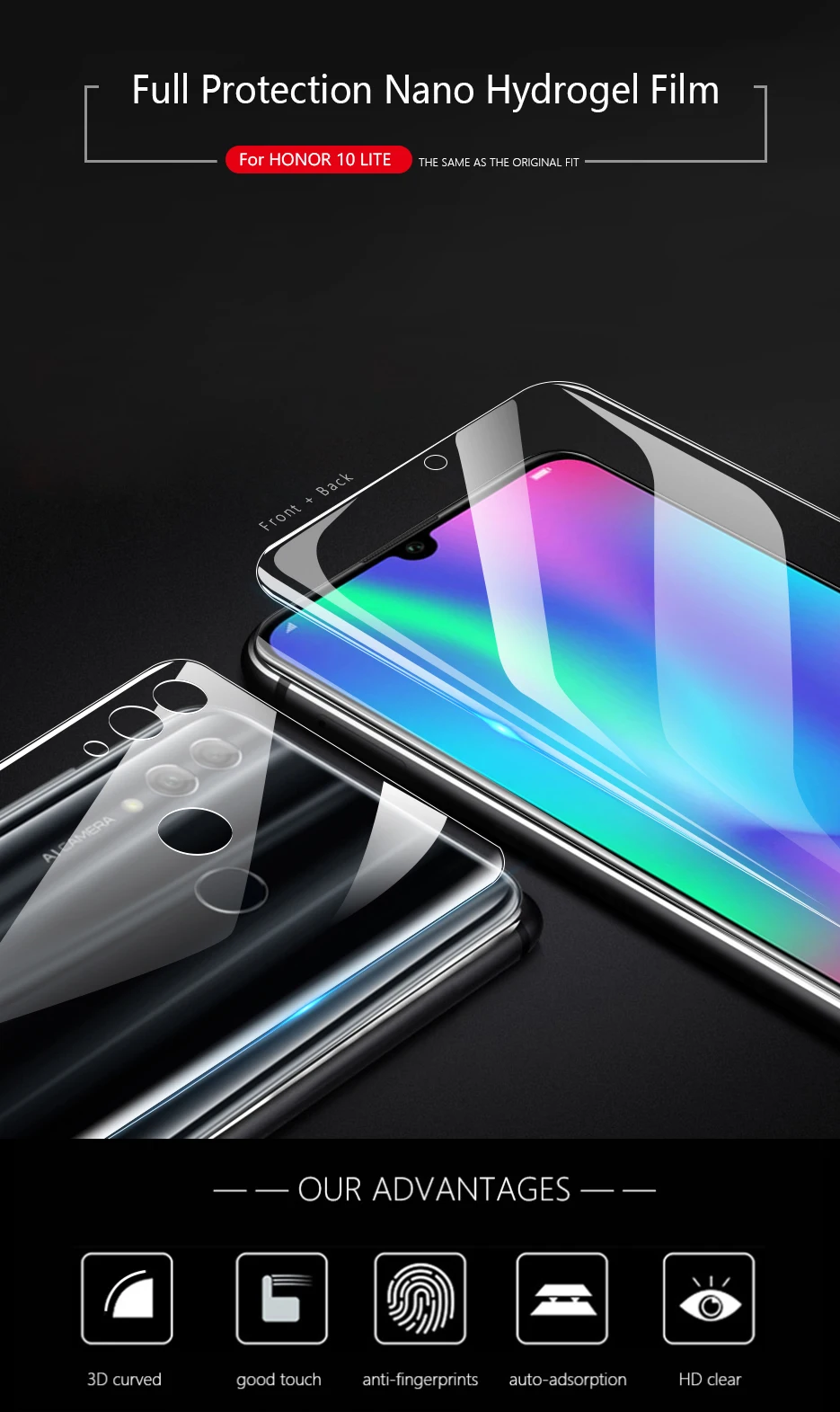 CHYI 3D изогнутая пленка для huawei Honor 10 Lite защита экрана Взрывозащищенная Гидрогелевая пленка с инструментами не закаленное стекло