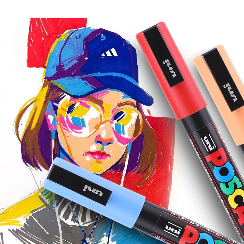 Цельнокроеное платье Uni ball Posca PC 3M средней пулевой наконечник ручки маркеры