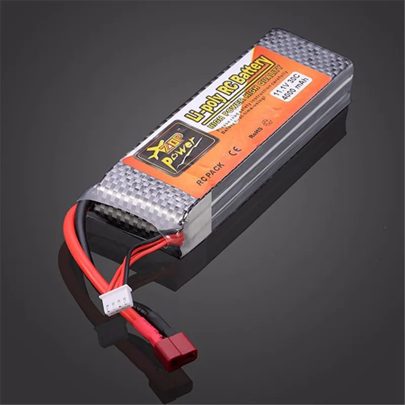 Высокое качество ZOP Power 11 1 В 4000 мАч 30C Lipo Battery T Plug низкое сопротивление батареи