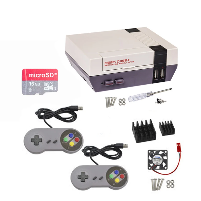Чехол NESPi 3 B + Retroflag Box NES вентилятор sd карта 16/32 ГБ игровой контроллер радиатор для