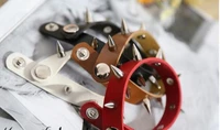 spikes rivet cone stud cuff black leather bracelets bangles punk bracelet for women men jewelry