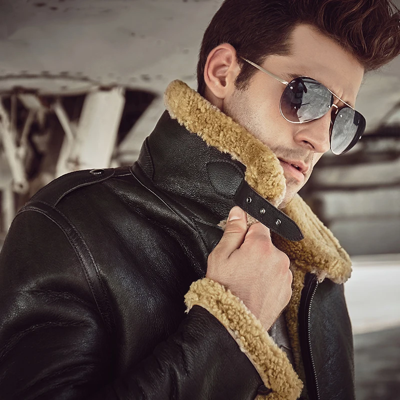 Оригинальная летная куртка B3 мужская кожаная из овчины шуба авиационное кожаное