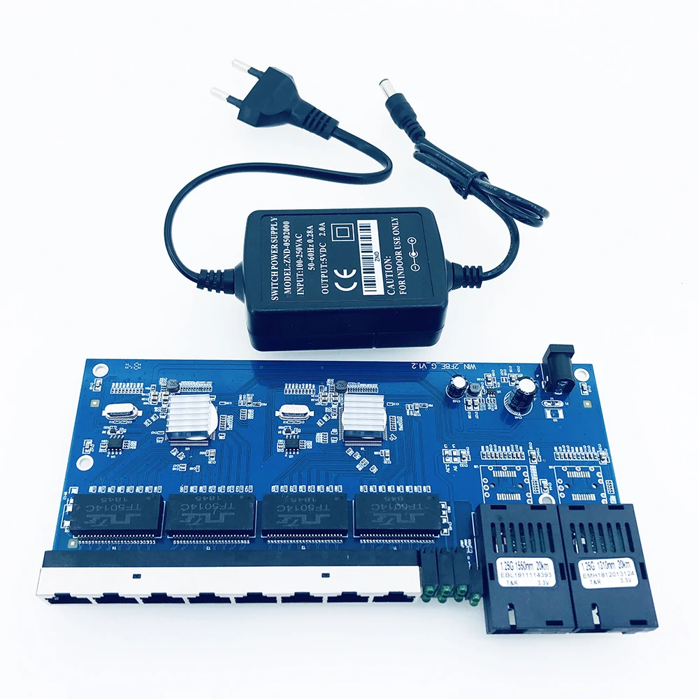 2 гигабитных волокно SC Порты и разъёмы 8*10/100/1000 Мбит/с RJ45 Ethernet волокна переключатель одного волокна режим media converter PBCA доска