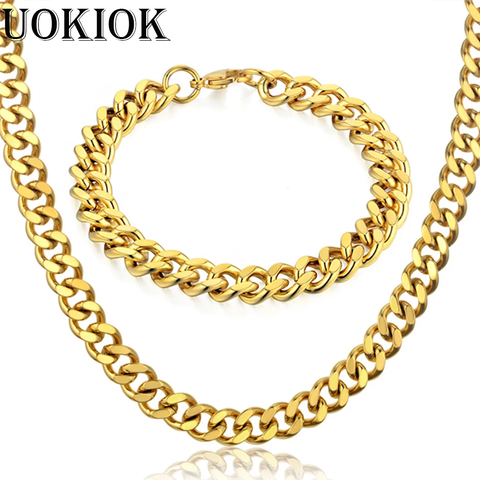 

9MM Mens Boys Miami Cuban Link Bracelet & Chain Set Heavy Long Stainless Steel Hip Hop Necklace Chain Jewelry Sets S778