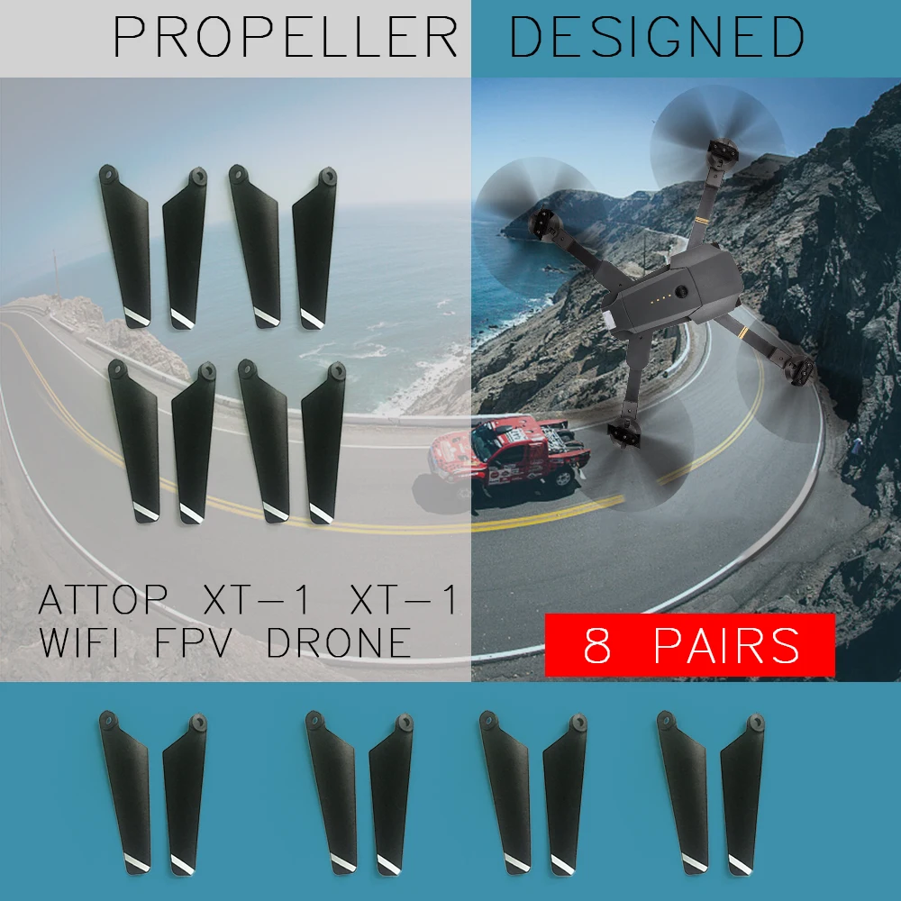 8 пар пропеллеров для Attop XT 1 Wifi FPV Дрон RC Квадрокоптер вертолет пропеллер|Детали и