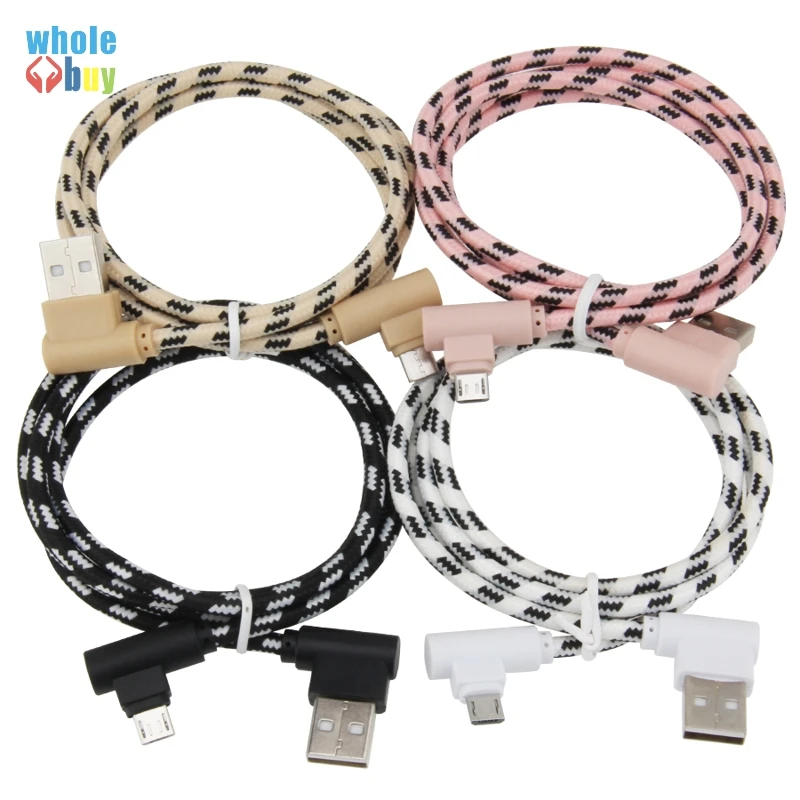 

50pcs/lot 2side 90 Degree Lattice Elbow Game Cable 1m 2m 3m Micro usb 5pin 8pin Type C Data Sync Charger Cable for Iphone 8 HTC