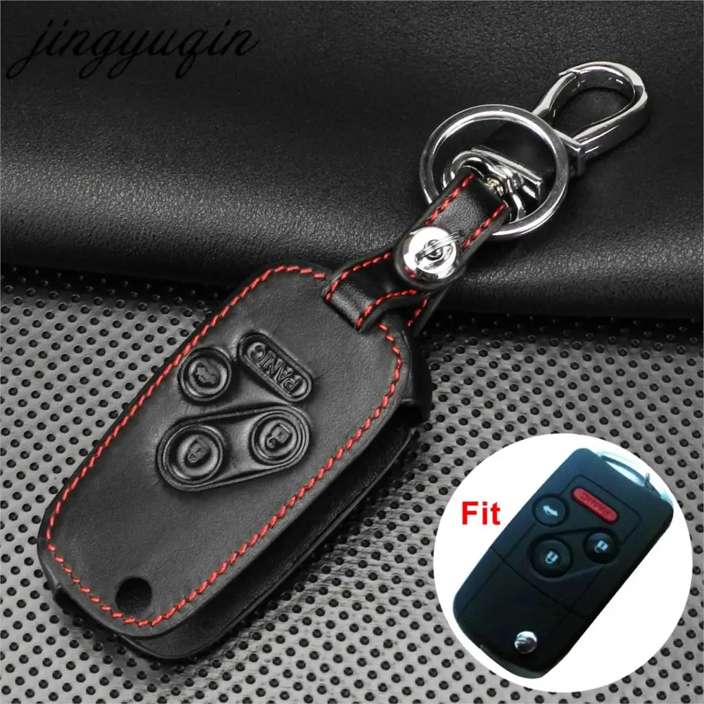 Кожаный чехол для автомобильного ключа jingyuqin подходит Honda Accord Civic Pilot CRV 4 откидных