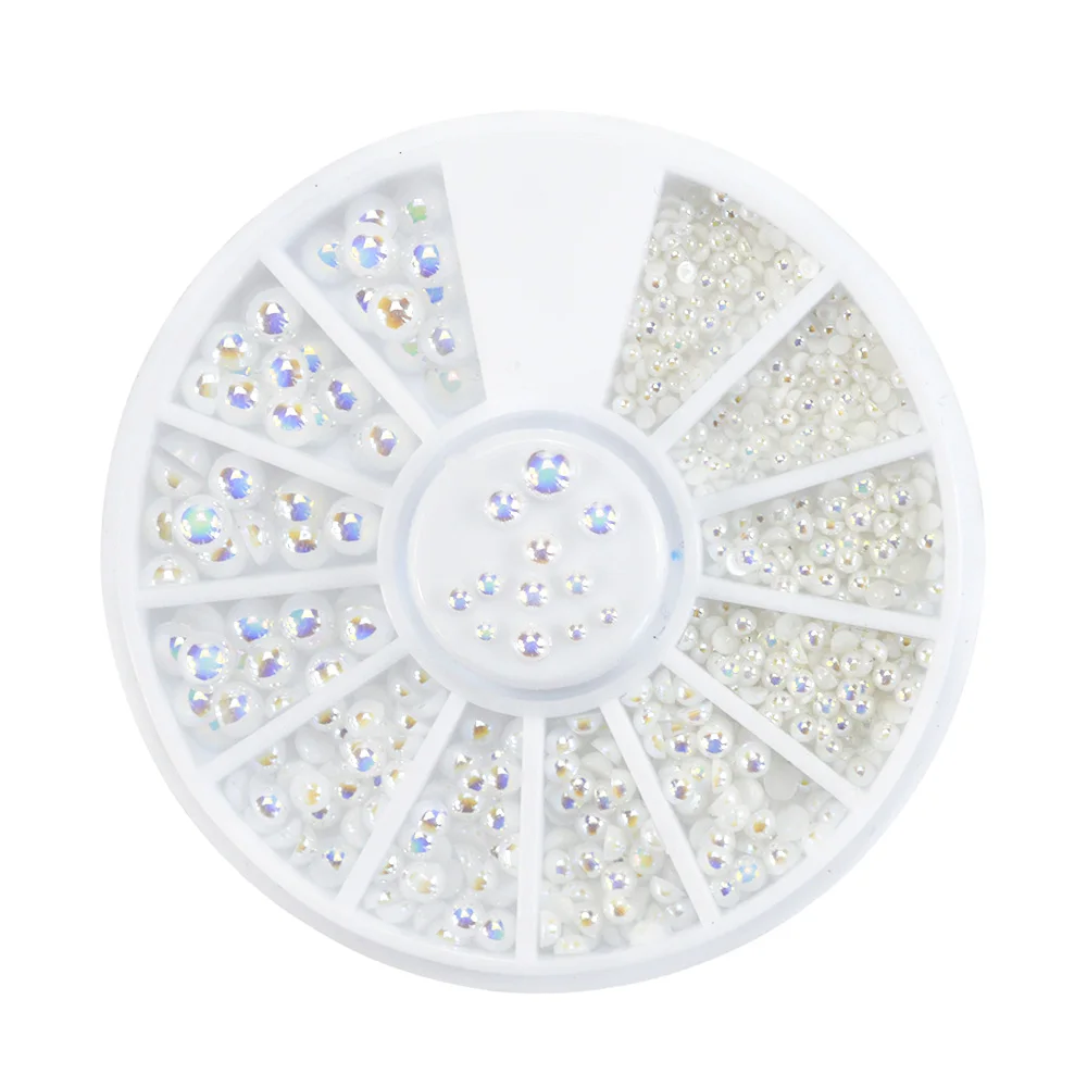 1 колесо смешанный размер белые камни для ногтей стразы маникюра 3d жемчужные