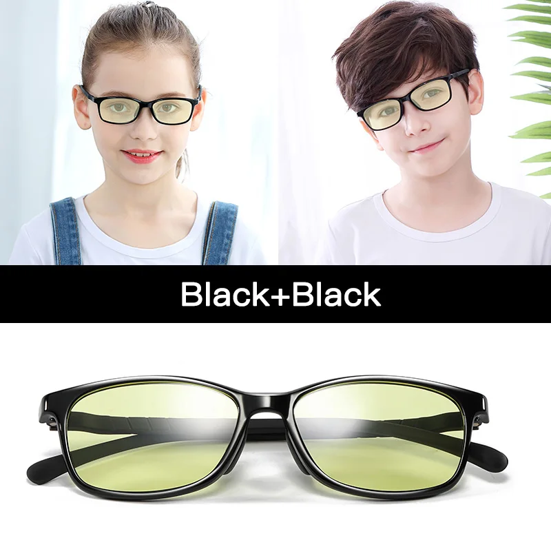 Black Black-Large Анти-синий светильник, детские очки, игровая компьютерная Блокировка лучей, UV400, прозрачные милые очки для мальчиков и девочек, защитные очки для глаз - Цвет оправы: Black Black-Large