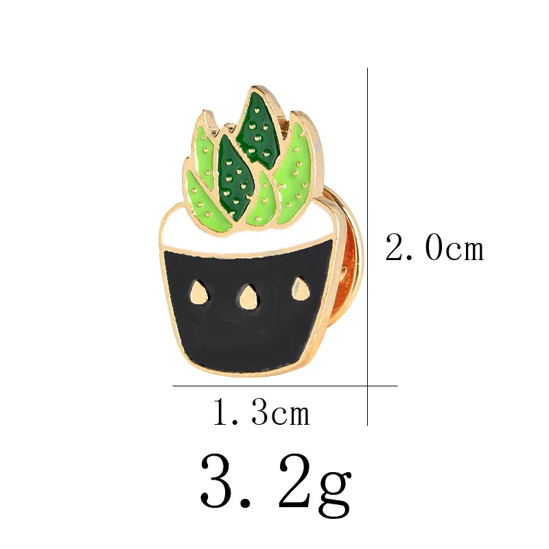 New Arrival Enamel Brooch Black Cup Cactus Plant Potted Brooches Pin Button Badge Women Girl Denim Jacket Collar Charm Jewelry