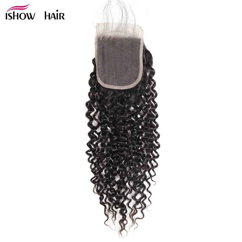 Ishow перуанские кудрявые волосы с детскими волосами без волос Remy 4*4 дюйма кружева