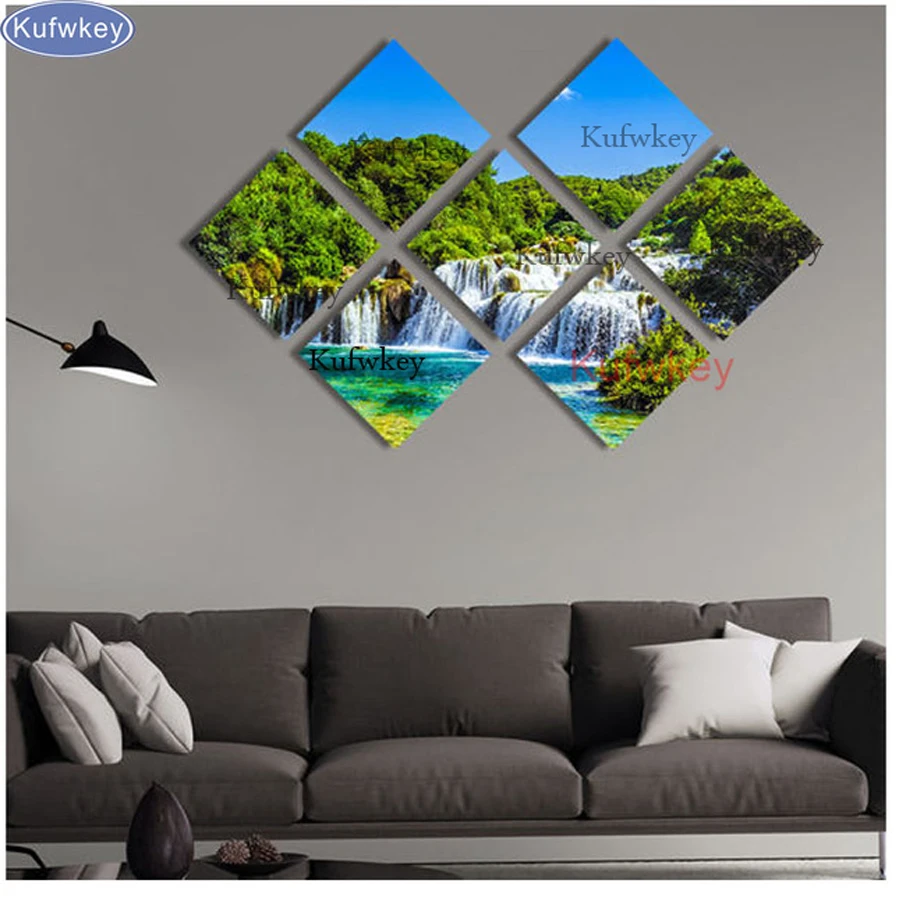 7 шт. полноразмерная алмазная живопись вышивка крестиком водопад природный