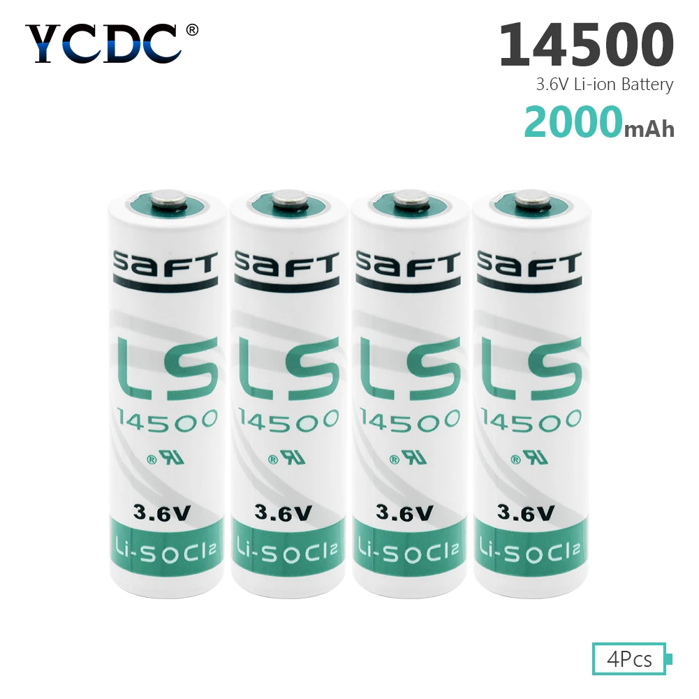 4 шт./лот AA 14500 2000 мАч 3,6 В литиевая Li-SOCl2 батарея ER14505 батареи и светодиодный фонарик для PLC ЧПУ машины сигнализации