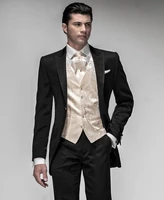 2019 3 pieces wedding tuxedos black one button groomsmen best mens suit prom formal suits jacketpantstievest terno