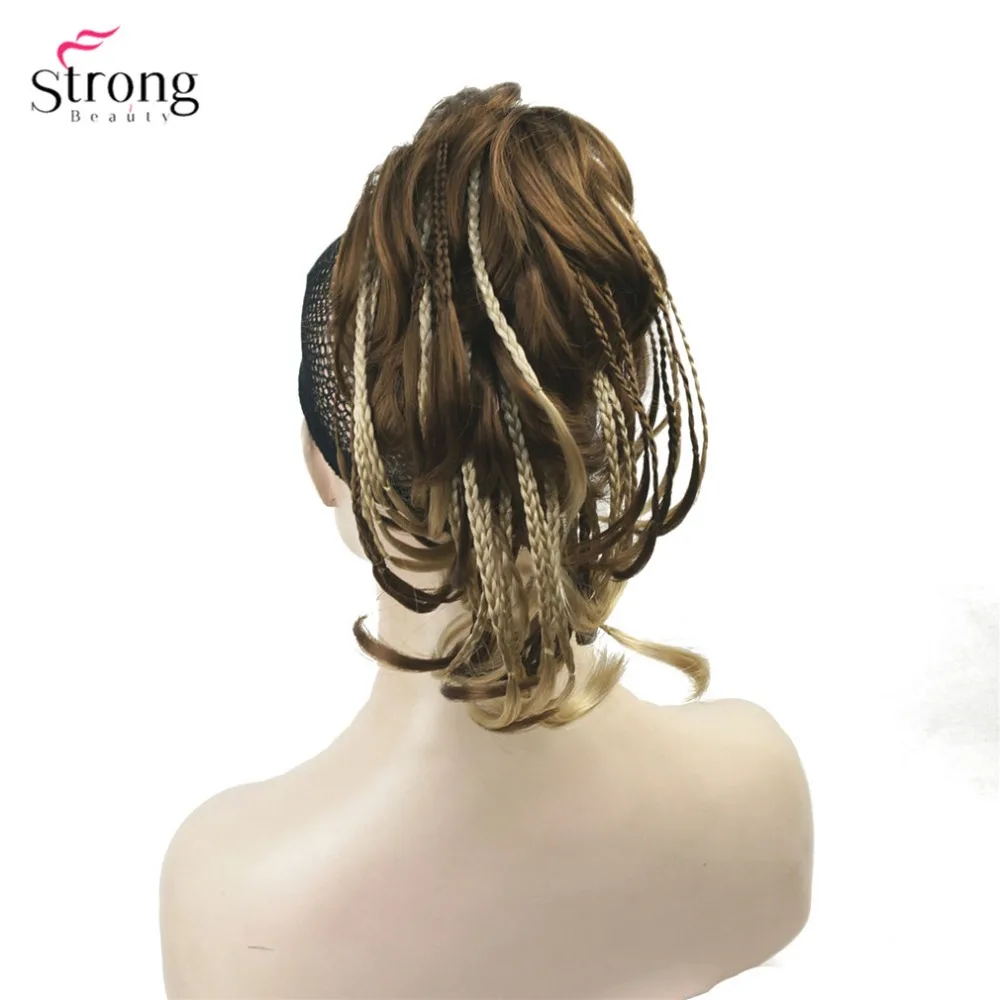 Плетеные косички StrongBeauty с зажимом для конского хвоста удлинители волос короткие