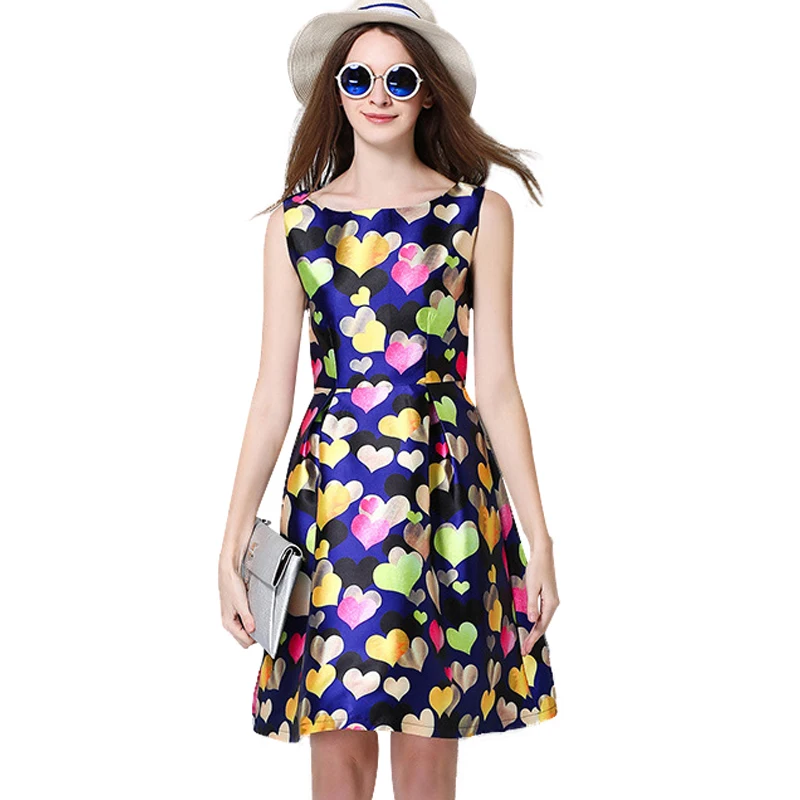 Печать Платья Без Рукавов 2016 Новый стиль Женщины Летняя Мода Любовь печати Dress
