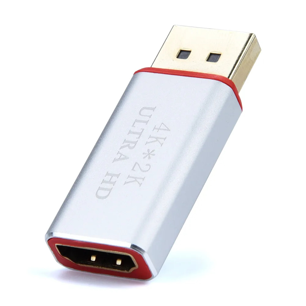 Silver EPULA 4K Дисплей порт к HDMI Мужской Женский адаптер конвертер Дисплей Порт DP к HDMI Прямая поставка - Цвет: Silver