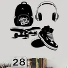 В Стиле Хип-хоп, уличный стиль, наклейки для детской комнаты, наушники для катания на коньках, виниловые наклейки на стену, для гостиной, спальни, 3YD10