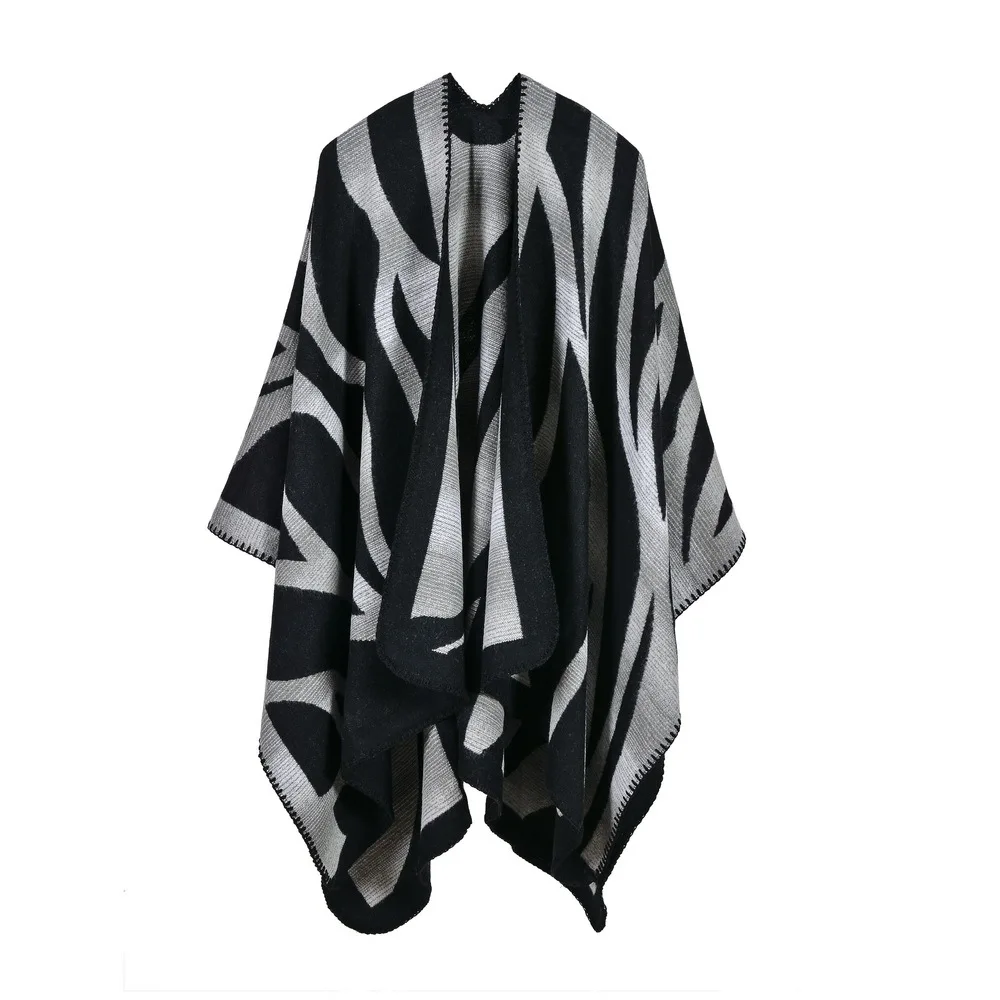 European and American Women's Ponchos Camouflage Cashmere Split Lengthening Thickening Shawls Amazon Selling Cloaks |