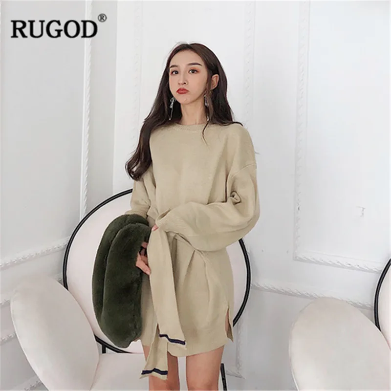 Женское винтажное платье RUGOD однотонное с о вырезом в Корейском стиле на