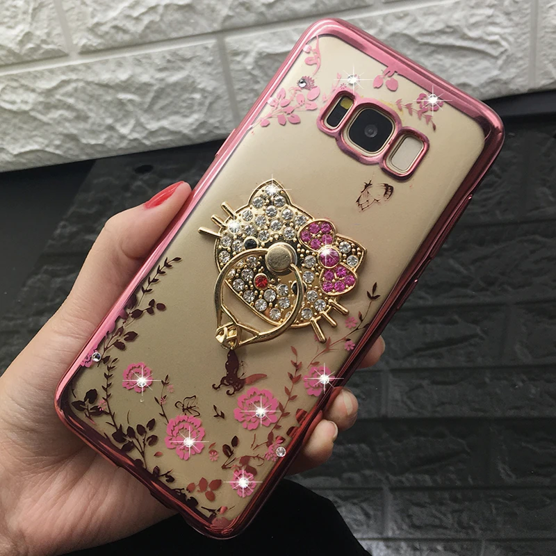 Новые роскошные KT кошка кольцо держатель телефона Чехлы для samsung S8 плюс S6 S7 край