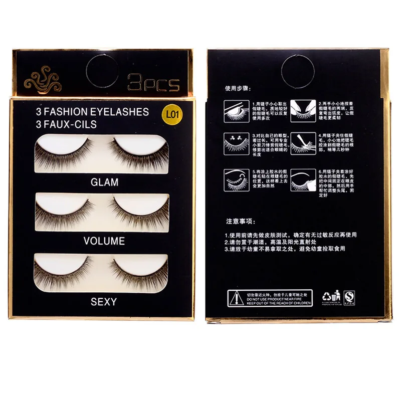 

3 Pairs False Eyelashes 10 Style Natural Extension Long Crisscross Thick Eyelashes High-grade Natural Hand Made Fake Eyelashes
